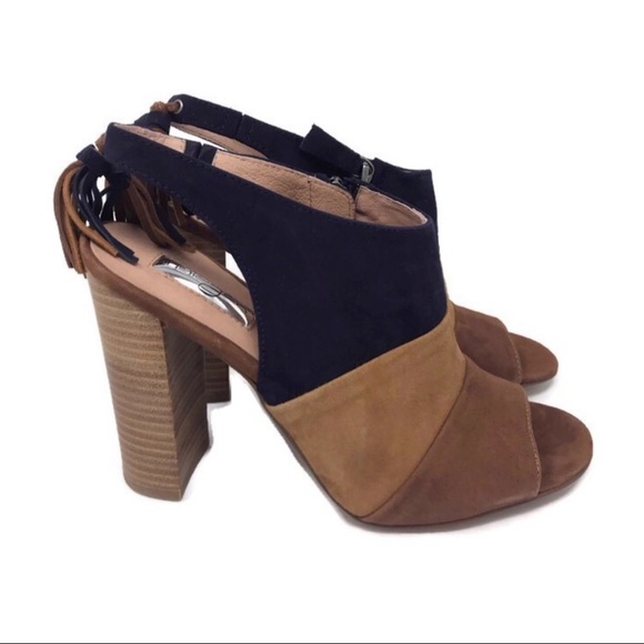 HALOGEN Navy Camel Willow Heeled Sandals Size 9 - Picture 2 of 8